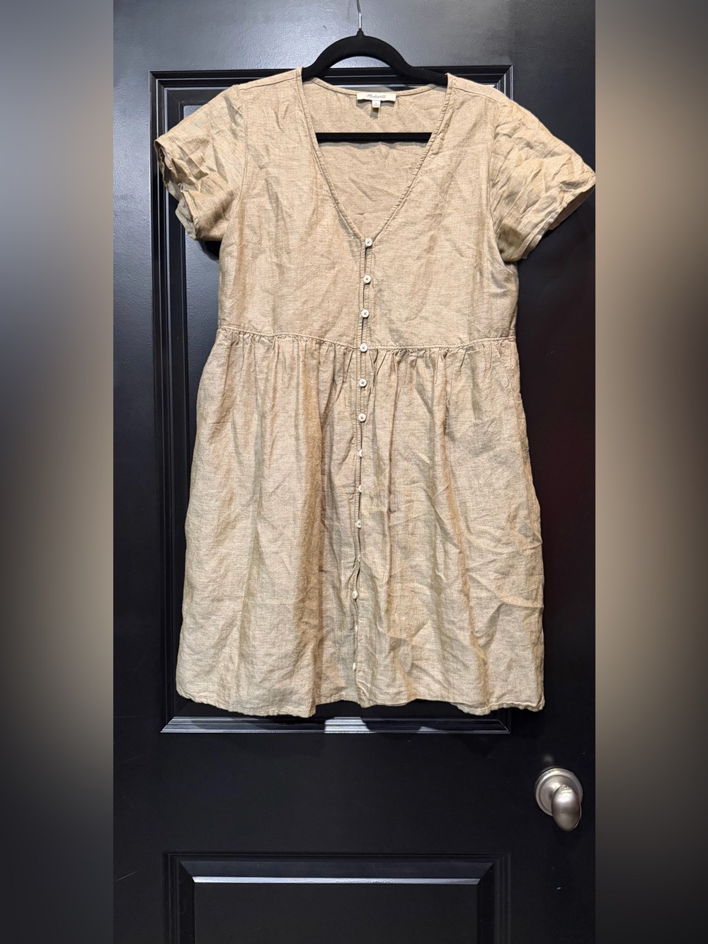Madewell Neutral Linen-Blend Scoop Neck Dress